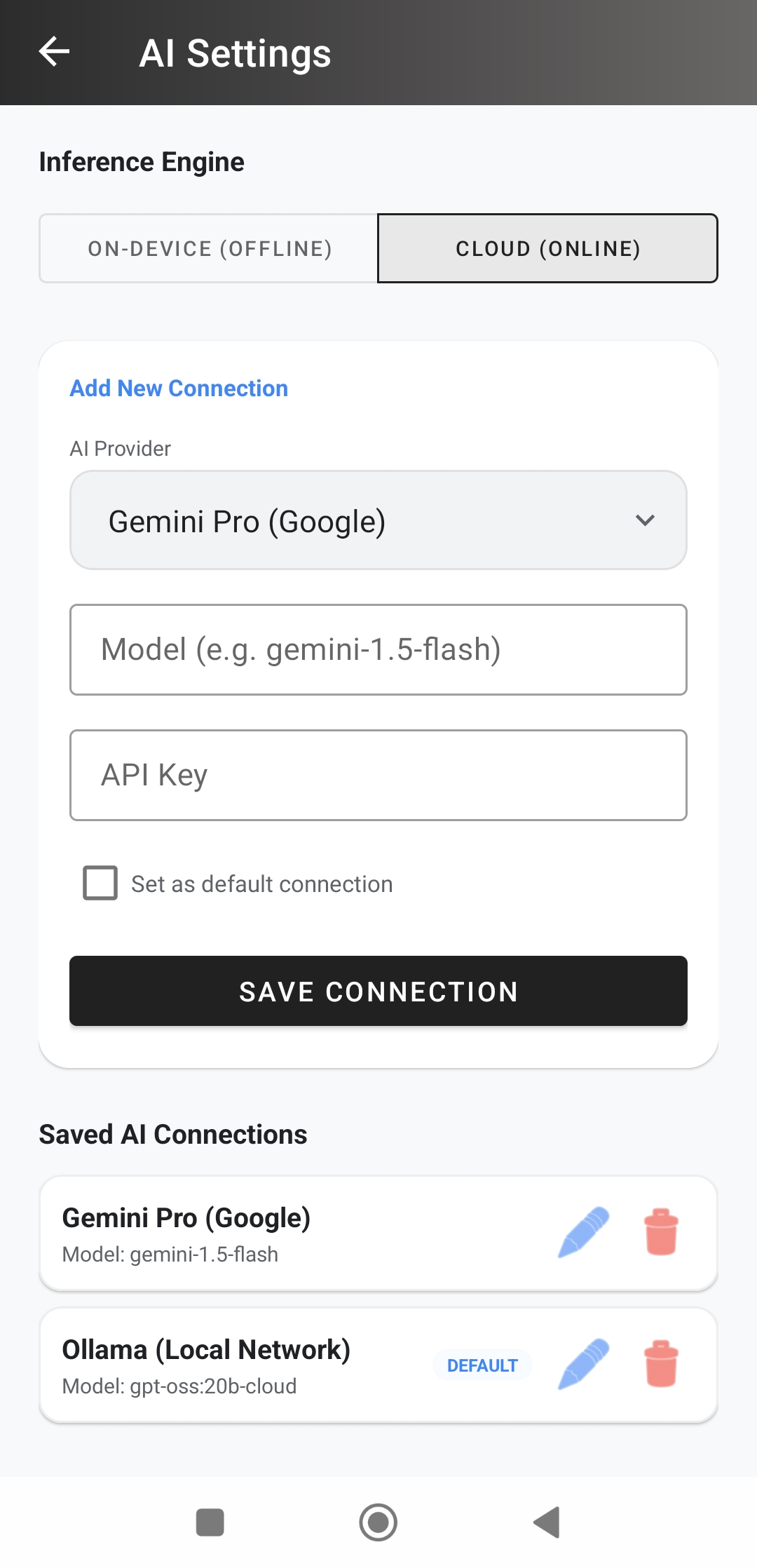 AI offline or cloud configuration